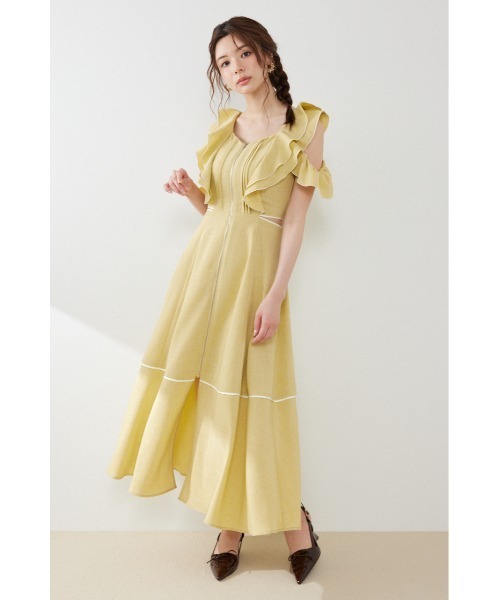 rienda(リエンダ)の「フロントジップフリルワンピース 夏服(ワンピース・レディース・ブラック/イエロー/ホワイト・SMALL/MEDIUM)」の3枚目の写真