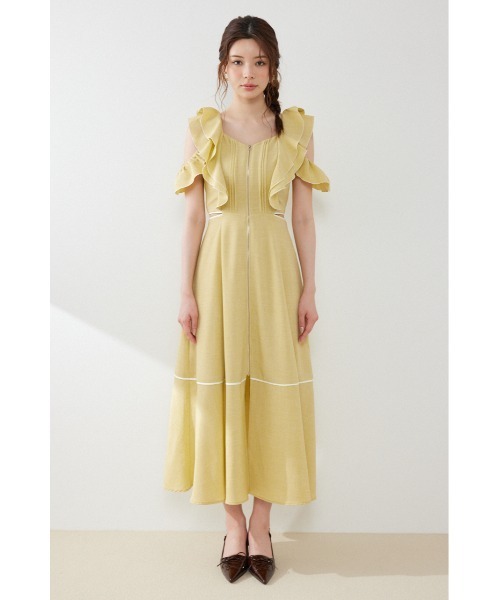 rienda(リエンダ)の「フロントジップフリルワンピース 夏服(ワンピース・レディース・ブラック/イエロー/ホワイト・SMALL/MEDIUM)」の15枚目の写真