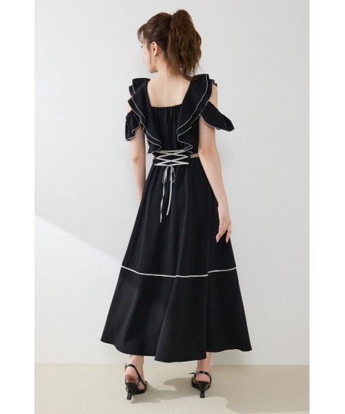 rienda(リエンダ)の「フロントジップフリルワンピース 夏服(ワンピース・レディース・ブラック/イエロー/ホワイト・SMALL/MEDIUM)」の4枚目の写真