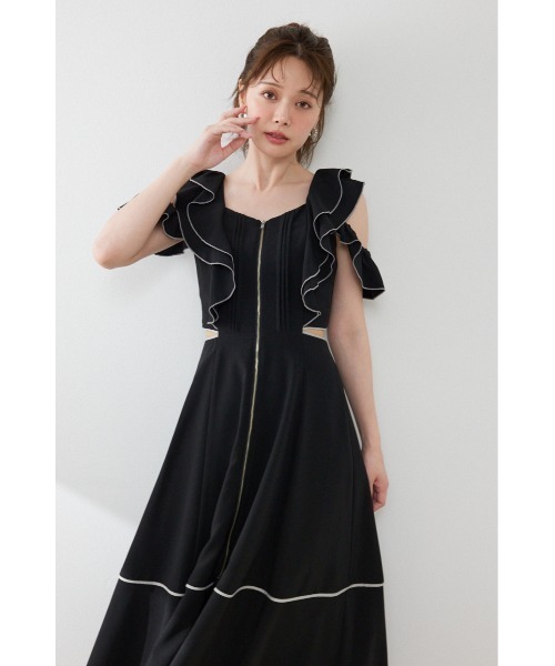 rienda(リエンダ)の「フロントジップフリルワンピース 夏服(ワンピース・レディース・ブラック/イエロー/ホワイト・SMALL/MEDIUM)」の5枚目の写真