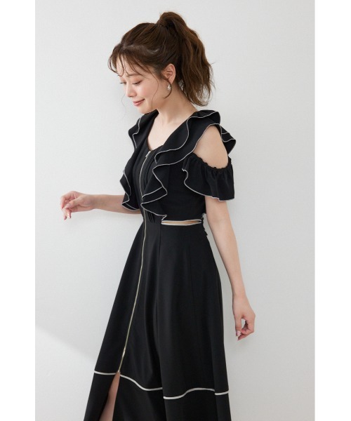 rienda(リエンダ)の「フロントジップフリルワンピース 夏服(ワンピース・レディース・ブラック/イエロー/ホワイト・SMALL/MEDIUM)」の6枚目の写真