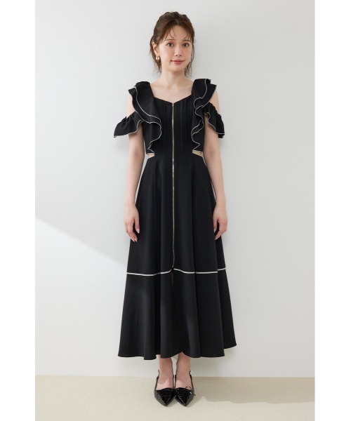 rienda(リエンダ)の「フロントジップフリルワンピース 夏服(ワンピース・レディース・ブラック/イエロー/ホワイト・SMALL/MEDIUM)」の8枚目の写真