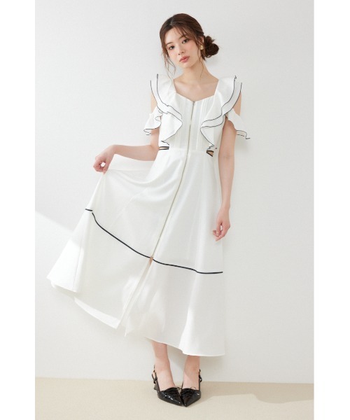 rienda(リエンダ)の「フロントジップフリルワンピース 夏服(ワンピース・レディース・ブラック/イエロー/ホワイト・SMALL/MEDIUM)」の20枚目の写真