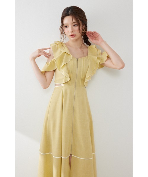 rienda(リエンダ)の「フロントジップフリルワンピース 夏服(ワンピース・レディース・ブラック/イエロー/ホワイト・SMALL/MEDIUM)」の12枚目の写真