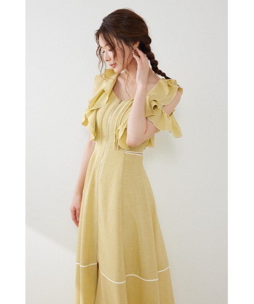 rienda(リエンダ)の「フロントジップフリルワンピース 夏服(ワンピース・レディース・ブラック/イエロー/ホワイト・SMALL/MEDIUM)」の13枚目の写真