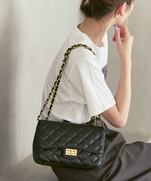 maison-vincent(メゾンヴァンサン)の「《WEB限定追加6》Maison Vincent/メゾンヴァンサン チェーンバッグ(ショルダーバッグ・レディース・ブラック/ベージュ・FREE)」の1枚目の写真