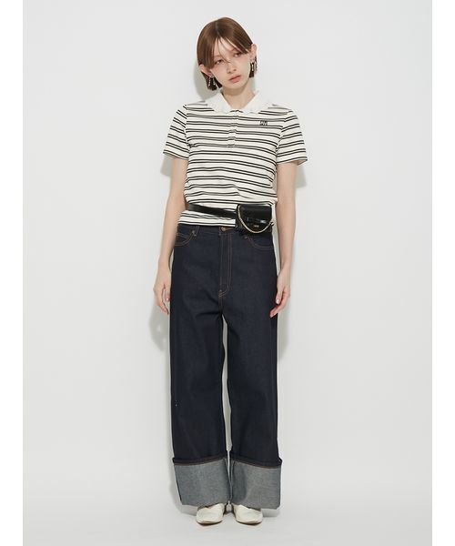 FURFUR(ファーファー)の「リボンステッチロールアップデニムパンツ(デニムパンツ・レディース・ホワイト/インディゴブルー/サックスブルー・1/0)」の10枚目の写真