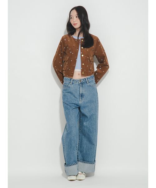 FURFUR(ファーファー)の「リボンステッチロールアップデニムパンツ(デニムパンツ・レディース・ホワイト/インディゴブルー/サックスブルー・1/0)」の13枚目の写真