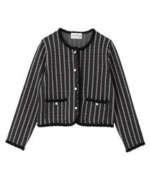 【l’heritage martinique/レリタージュ マルティニーク】ジャガードクルーネックジャケットカーディガン
