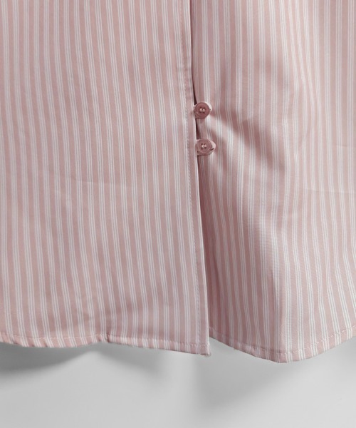 ReRe(リリ)の「アシンメトリー襟ストライプ半袖シャツ(シャツ/ブラウス・レディース・ピンク・MEDIUM/X-LARGE/LARGE)」の11枚目の写真