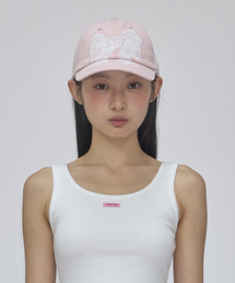 RONRON | LACE RIBBON APPLIQUE BALL CAP SOFT PINK(キャップ)