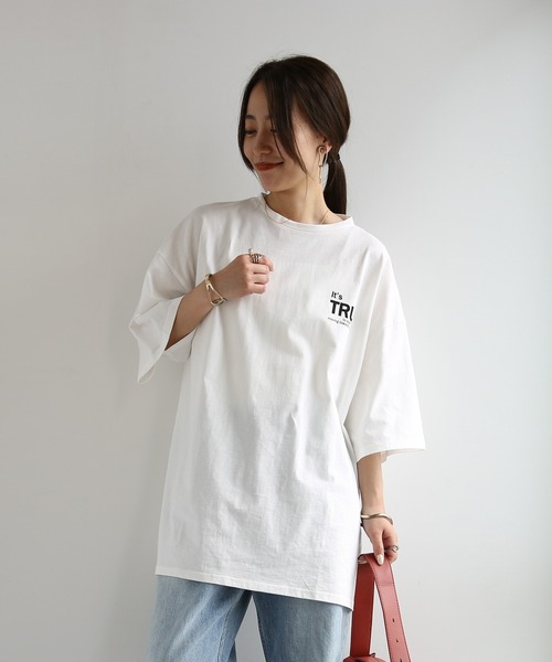 and it_(アンドイット)の「ビッグシルエットバックプリントTシャツ(Tシャツ/カットソー・レディース・オフホワイト/ブラック・M)」の4枚目の写真