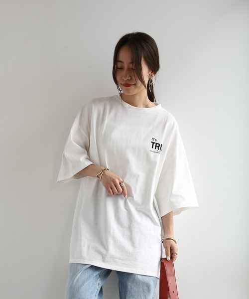 and it_(アンドイット)の「ビッグシルエットバックプリントTシャツ(Tシャツ/カットソー・レディース・オフホワイト/ブラック・M)」の5枚目の写真