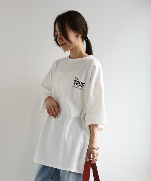 and it_(アンドイット)の「ビッグシルエットバックプリントTシャツ(Tシャツ/カットソー・レディース・オフホワイト/ブラック・M)」の6枚目の写真