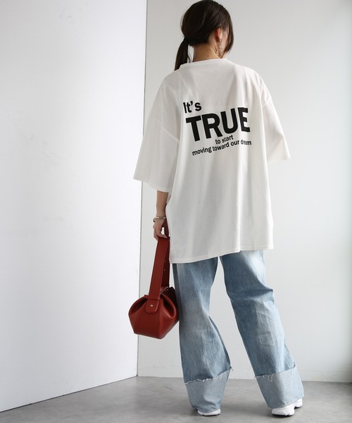 and it_(アンドイット)の「ビッグシルエットバックプリントTシャツ(Tシャツ/カットソー・レディース・オフホワイト/ブラック・M)」の8枚目の写真