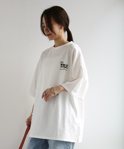 and it_(アンドイット)の「ビッグシルエットバックプリントTシャツ(Tシャツ/カットソー・レディース・オフホワイト/ブラック・M)」の13枚目の写真