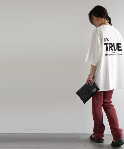 and it_(アンドイット)の「ビッグシルエットバックプリントTシャツ(Tシャツ/カットソー・レディース・オフホワイト/ブラック・M)」の14枚目の写真