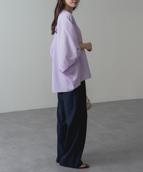 refinedworks(リファインドワークス)の「【refinedworks】サッカー 素材 バンドカラー ブラウス(シャツ/ブラウス・レディース・ネイビー/パープル/グリーン・FREE)」の19枚目の写真