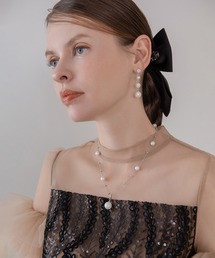 Leja（レジャ）の「【LEJA】ストーンビジューチャームステーションパールネックレス結婚式 パーティー 成人式 二次会 同窓会 お呼ばれ オケージョン 20代 30代（ネックレス）」