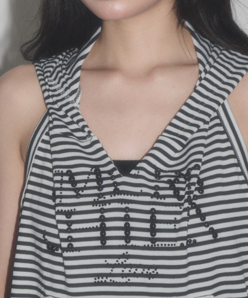 dispark(ディスパーク)の「DISPARK/ボーダースタッズフーディ(Tシャツ/カットソー・レディース・チャコールグレー/ホワイト・FREE)」の13枚目の写真