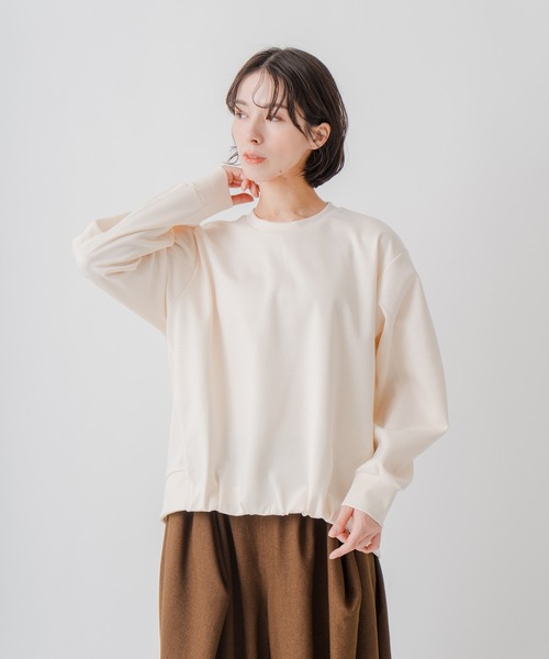 Kelen(ケレン)の「「KELEN / ケレン」ドレープデザインポンチトップス(Tシャツ/カットソー・レディース・カーキ/アイボリー/ブラック/チャコールグレー・S/M)」の2枚目の写真