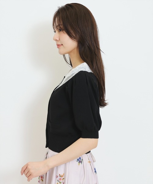 WILLSELECTION(ウィルセレクション)の「シアーレースカラーパフニットカーディガン(カーディガン/ボレロ・レディース・ブルー/ボルドー/ブラック/ダークブラウン・FREE)」の6枚目の写真