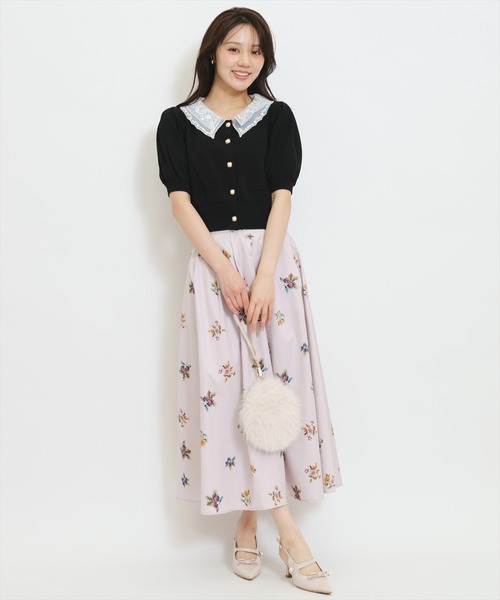WILLSELECTION(ウィルセレクション)の「シアーレースカラーパフニットカーディガン(カーディガン/ボレロ・レディース・ブルー/ボルドー/ブラック/ダークブラウン・FREE)」の13枚目の写真