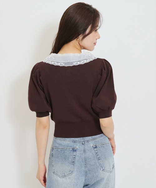 WILLSELECTION(ウィルセレクション)の「シアーレースカラーパフニットカーディガン(カーディガン/ボレロ・レディース・ブルー/ボルドー/ブラック/ダークブラウン・FREE)」の18枚目の写真
