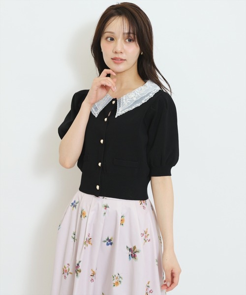 WILLSELECTION(ウィルセレクション)の「シアーレースカラーパフニットカーディガン(カーディガン/ボレロ・レディース・ブルー/ボルドー/ブラック/ダークブラウン・FREE)」の10枚目の写真