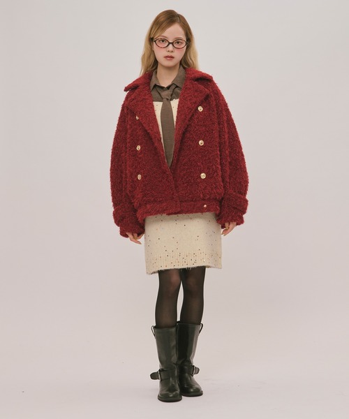 loin nuit(ロワンニュイ)の「2way shaggy middle coat / 2wayシャギーミドルコート(その他アウター・レディース・キャメル/アイボリー/ボルドー/チャコールグレー/その他/ブルーグレー・FREE)」の16枚目の写真