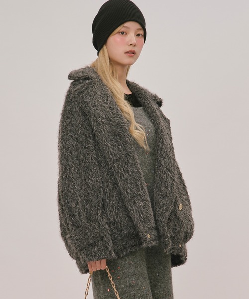 loin nuit(ロワンニュイ)の「2way shaggy middle coat / 2wayシャギーミドルコート(その他アウター・レディース・キャメル/アイボリー/ボルドー/チャコールグレー/その他/ブルーグレー・FREE)」の11枚目の写真