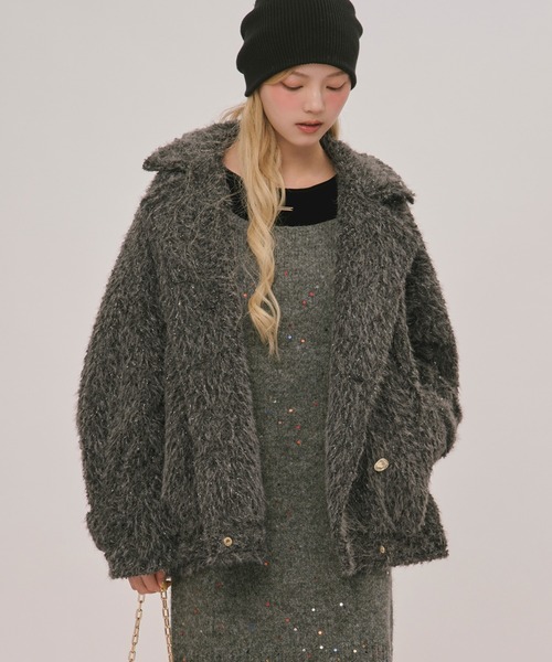 loin nuit(ロワンニュイ)の「2way shaggy middle coat / 2wayシャギーミドルコート(その他アウター・レディース・キャメル/アイボリー/ボルドー/チャコールグレー/その他/ブルーグレー・FREE)」の15枚目の写真