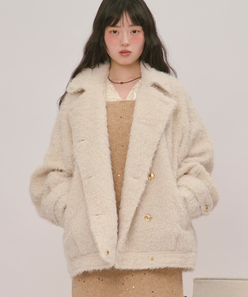 loin nuit(ロワンニュイ)の「2way shaggy middle coat / 2wayシャギーミドルコート(その他アウター・レディース・キャメル/アイボリー/ボルドー/チャコールグレー/その他/ブルーグレー・FREE)」の14枚目の写真