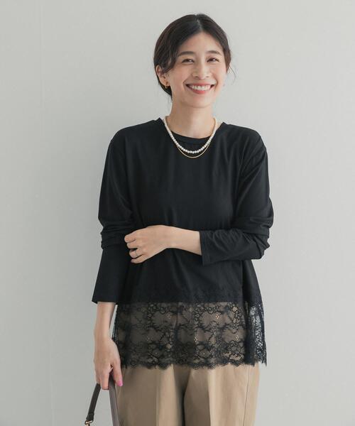 URBAN RESEARCH DOORS(アーバンリサーチドアーズ)の「レースドッキングカットソー(Tシャツ/カットソー・レディース・オフホワイト/ブラック・FREE)」の21枚目の写真