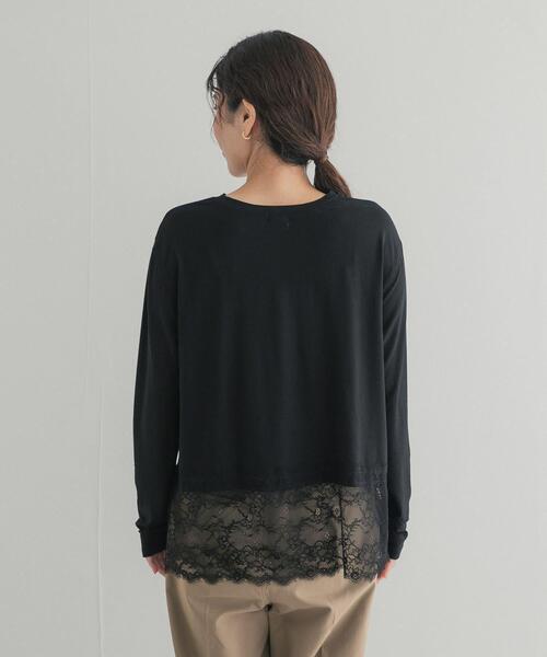 URBAN RESEARCH DOORS(アーバンリサーチドアーズ)の「レースドッキングカットソー(Tシャツ/カットソー・レディース・オフホワイト/ブラック・FREE)」の5枚目の写真