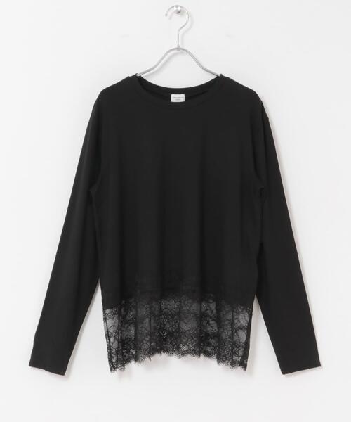 URBAN RESEARCH DOORS(アーバンリサーチドアーズ)の「レースドッキングカットソー(Tシャツ/カットソー・レディース・オフホワイト/ブラック・FREE)」の6枚目の写真