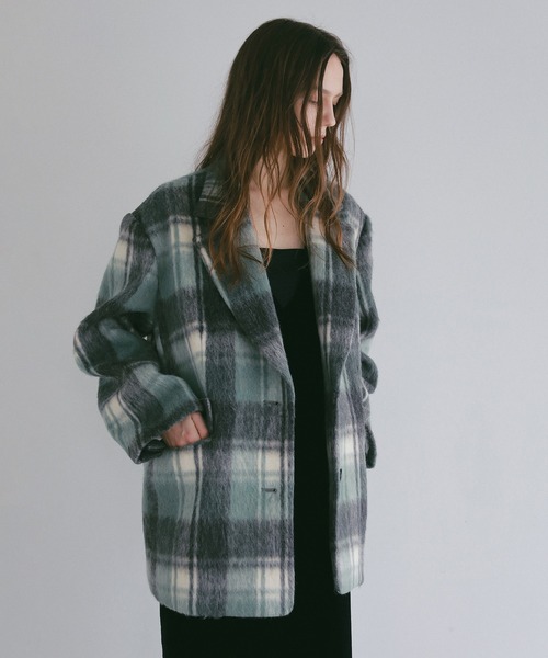 MANOF(マノフ)の「SHAGGY CHECK OVER JACKET(その他アウター・レディース・グリーン/オレンジ・M/S)」の11枚目の写真