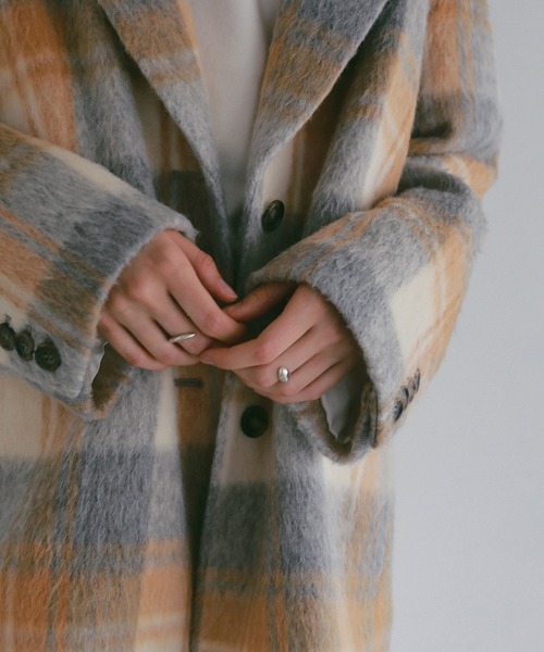 MANOF(マノフ)の「SHAGGY CHECK OVER JACKET(その他アウター・レディース・グリーン/オレンジ・M/S)」の7枚目の写真