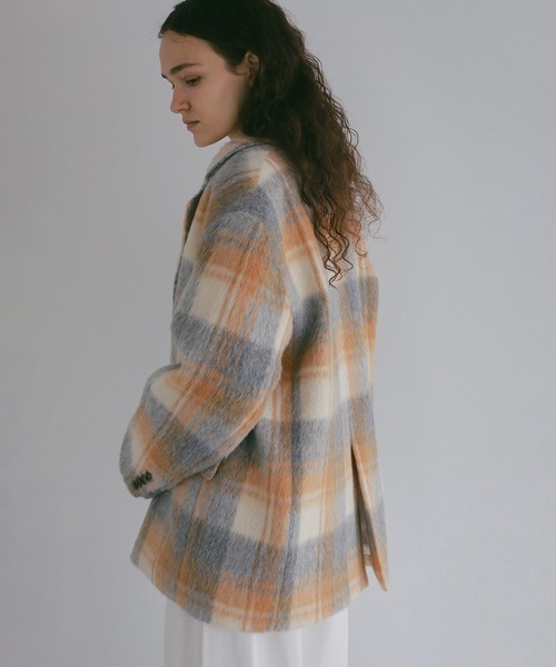 MANOF(マノフ)の「SHAGGY CHECK OVER JACKET(その他アウター・レディース・グリーン/オレンジ・M/S)」の6枚目の写真