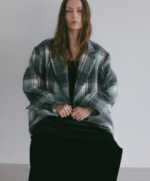 MANOF(マノフ)の「SHAGGY CHECK OVER JACKET(その他アウター・レディース・グリーン/オレンジ・M/S)」の21枚目の写真