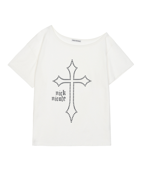 NICK&NICOLE(ニックアンドニコール)の「クロスオフショルダートップ_クリーム(Tシャツ/カットソー・レディース・その他・FREE)」の1枚目の写真