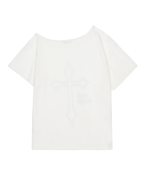 NICK&NICOLE(ニックアンドニコール)の「クロスオフショルダートップ_クリーム(Tシャツ/カットソー・レディース・その他・FREE)」の2枚目の写真