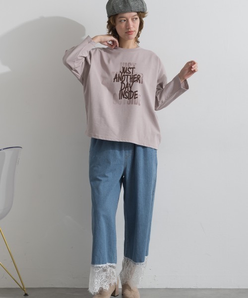 le colis(ルコリ)の「天竺 ロゴ ワイドTEE(Tシャツ/カットソー・レディース・グレイッシュベージュ/ブラウン/チャコールグレー・FREE)」の9枚目の写真