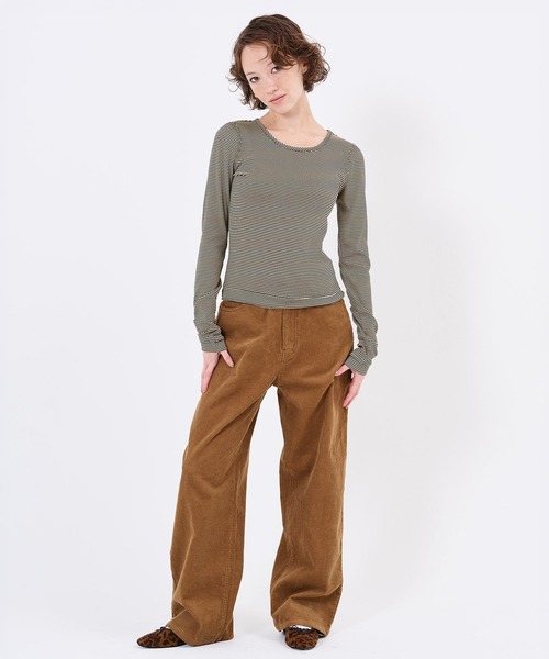 TINA:JOJUN(ティーナジョジュン)の「レイヤード デザイン ボーダー カットソー TINA:JOJUN(Tシャツ/カットソー・レディース・ベージュ/グレー・M)」の14枚目の写真
