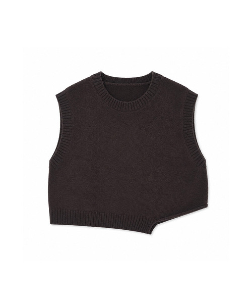 VASCARA(バスカラ)の「Unbalanced Knit Vest (6colors)(ベスト・レディース・スカイブルー/ブラック/ベージュ/ブラウン/グレー/チャコール・FREE)」の4枚目の写真