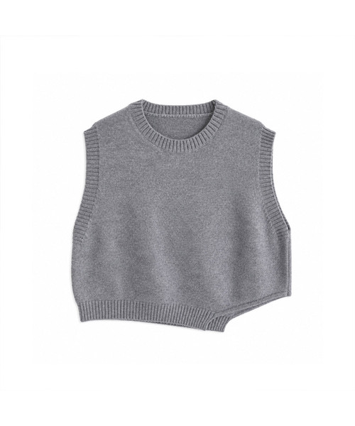 VASCARA(バスカラ)の「Unbalanced Knit Vest (6colors)(ベスト・レディース・スカイブルー/ブラック/ベージュ/ブラウン/グレー/チャコール・FREE)」の1枚目の写真