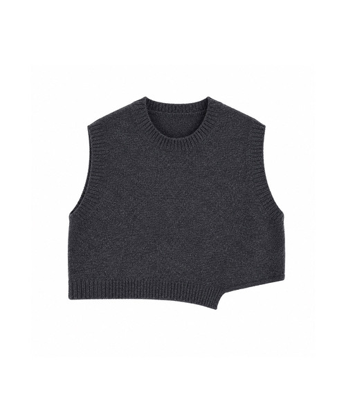 VASCARA(バスカラ)の「Unbalanced Knit Vest (6colors)(ベスト・レディース・スカイブルー/ブラック/ベージュ/ブラウン/グレー/チャコール・FREE)」の3枚目の写真