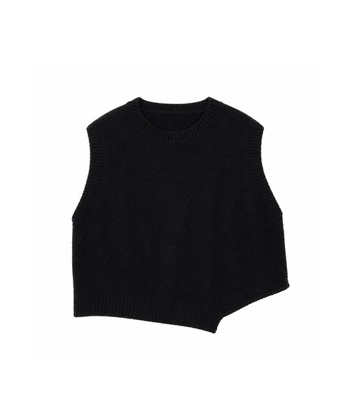 VASCARA(バスカラ)の「Unbalanced Knit Vest (6colors)(ベスト・レディース・スカイブルー/ブラック/ベージュ/ブラウン/グレー/チャコール・FREE)」の2枚目の写真