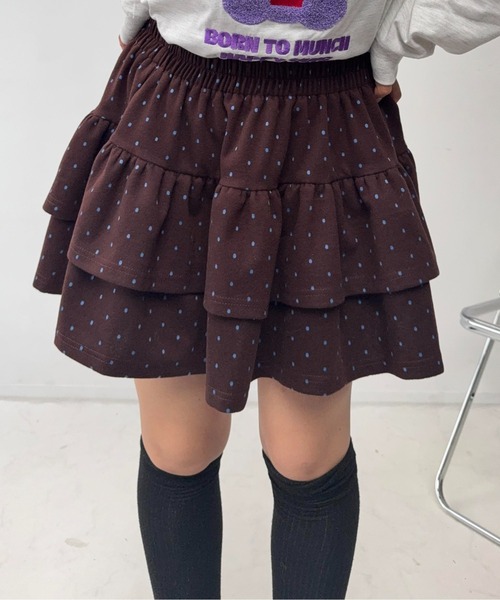 AS KNOW AS plus(アズノゥアズプラス)の「☆ティアードミニスカート(ビジュー・ドット・チェック)(スカート・レディース・レッド系/ブラウン系/グレー系/ブラック系・FREE)」の4枚目の写真