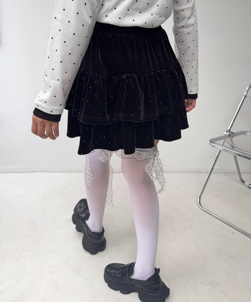 AS KNOW AS plus(アズノゥアズプラス)の「☆ティアードミニスカート(ビジュー・ドット・チェック)(スカート・レディース・レッド系/ブラウン系/グレー系/ブラック系・FREE)」の8枚目の写真